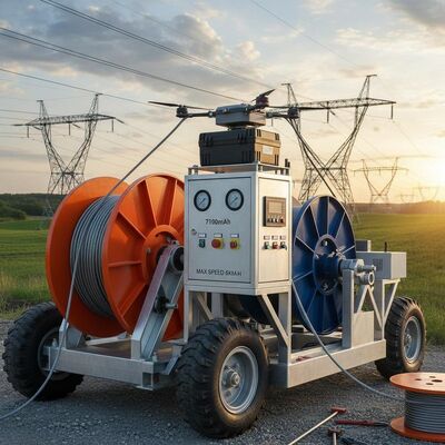 2x50KN Tensioner Stringing Equipment Transmission Line Equipment with 7100mAh Drone Battery Max Speed 5kmh Supporting Electrical Grid Setup